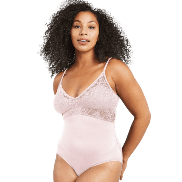 Wonderbra - Women's Maidenform Tame Your Tummy Lace Bodysuit - Sandshell Lace XL