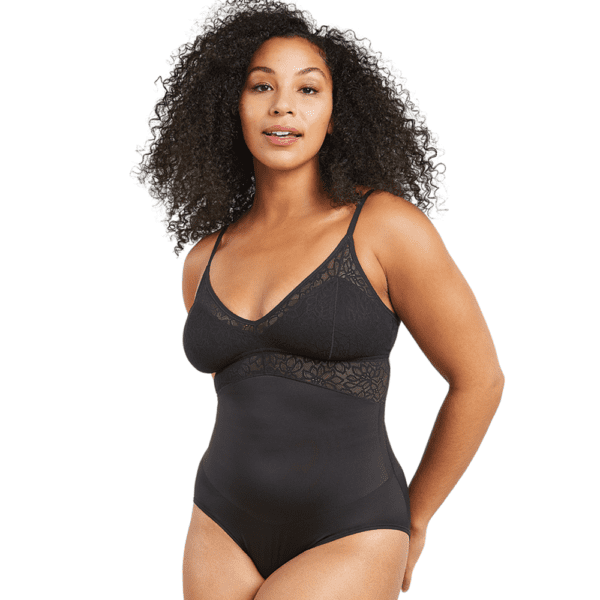 Wonderbra - Women's Maidenform Tame Your Tummy Lace Bodysuit - Black Lace 2XL